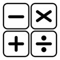 Plus, minus, multiply and devide to mathematics symbol, education maths icon, web element vector illustration design Royalty Free Stock Photo