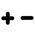 Plus and minus zoom icon on white background. add and subtract buttons. positive and negative symbol. flat style Royalty Free Stock Photo