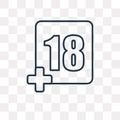 Plus 18 Movie vector icon isolated on transparent background, li