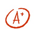 A Plus Red Grade Mark. School excellent test and exam.