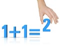 1 + 1 = 2 - A symbolic image on the topic of education / math