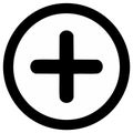 Plus sign encircled glyph simple medical add button vector icon Royalty Free Stock Photo