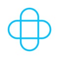 Plus sign stroke line blue color for button, cross sign rounded corner simple, icon plus sign with square shape, blue plus cross