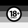 18 plus only sign warning symbol on the heterosexual pride flags background, LGBTQ pride flags of lesbian, gay, bisexual