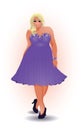 Plus size blonde fashion woman, vector