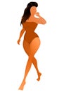 Cute tanned woman dressed in swimsuit. Vector illustration.