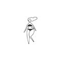 Plus size concept, body positive. Overweight woman in underwear. Vector hand drawn icon. Royalty Free Stock Photo