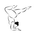 Plus size curvy flexible sporty woman doing yoga fitness.
