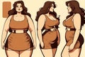 Plus size fashion cartoon model art illustration generative ai