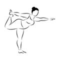 Plus size flexible sporty woman doing yoga fitness. Body positive. Vector illustration