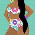 Plus size girl. Happy body positive concept. Different is beautiful. Attractive overweight woman. Vector illustration