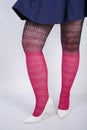 Plus Size Legs in Fashion Bright Pantyhose Black And Pink