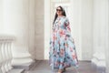 Plus size model in floral dress Royalty Free Stock Photo