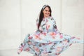 Plus size model in floral dress Royalty Free Stock Photo