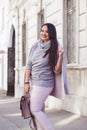 Plus size model in pink coat Royalty Free Stock Photo