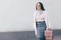 Plus size model in pink coat Royalty Free Stock Photo