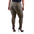 Plus size model wear XXL grey female classic pants with black high heels isolated on white background