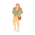 Plus Size Redhead Woman Standing and Smiling Vector Illustration