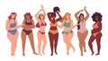 Plus size woman in bikini, body positive ladies