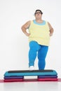 Plus Size Woman On Exercise Steps Royalty Free Stock Photo