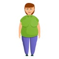 Plus size woman icon, cartoon style