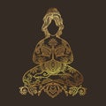 Yoga illustration. Meditation pose. Ornamental zenart Royalty Free Stock Photo