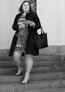 Plus size young woman at city, body positive lifestyle Royalty Free Stock Photo