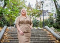 Plus size young woman at city, lifestyle Royalty Free Stock Photo