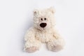 Plush bear white, on a white background, place for text