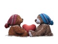 Plush bears with a heart in paws.