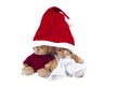 Plush bears wearing Santa hat