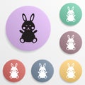 Plush bunny toy badge color set icon. Simple glyph, flat vector of toys icons for ui and ux, website or mobile application
