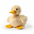 Plush Duck Sitting On White - Aquirax Uno Style - Light Yellow Royalty Free Stock Photo