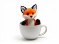 Plush fox inside a ceramic mug, ai Royalty Free Stock Photo