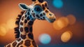 A plush giraffe toy on a light orange and blue background. Royalty Free Stock Photo