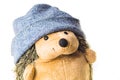 Plush hedgehog in a hat. soft toy Royalty Free Stock Photo