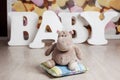 Plush hippo letters baby Royalty Free Stock Photo