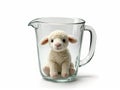 Plush lamb sitting in a measuring cu, ai Royalty Free Stock Photo