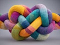 Plush multicolored knot cushion with soft texture Royalty Free Stock Photo