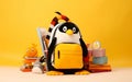 Plush Penguin Backpack with Stationery and Supplies. AI