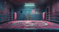 A plush pink boxing ring with ropes, waiting for contenders to step in and spar under the bright lights Royalty Free Stock Photo