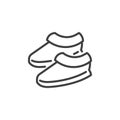 Plush slippers line icon