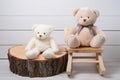 plush teddy bear on a small wooden rocking chair Royalty Free Stock Photo