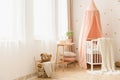 Pastel cozy baby`s bedroom interior