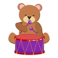 Plush toy bear with drum. Children toy teddy bear with drum. Vector Vector illustration Royalty Free Stock Photo