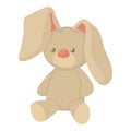 Plush toy bunny icon, cartoon style