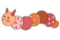 plush toy caterpillar for newborns, made of balls of different colors and materials