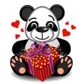 Plush toy love Panda with box gift Royalty Free Stock Photo