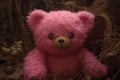 Plushy Pink bear toy animal. Generate Ai