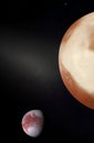 Pluto and Charon Moon. View from space. Generative Artificial Intelligence Royalty Free Stock Photo